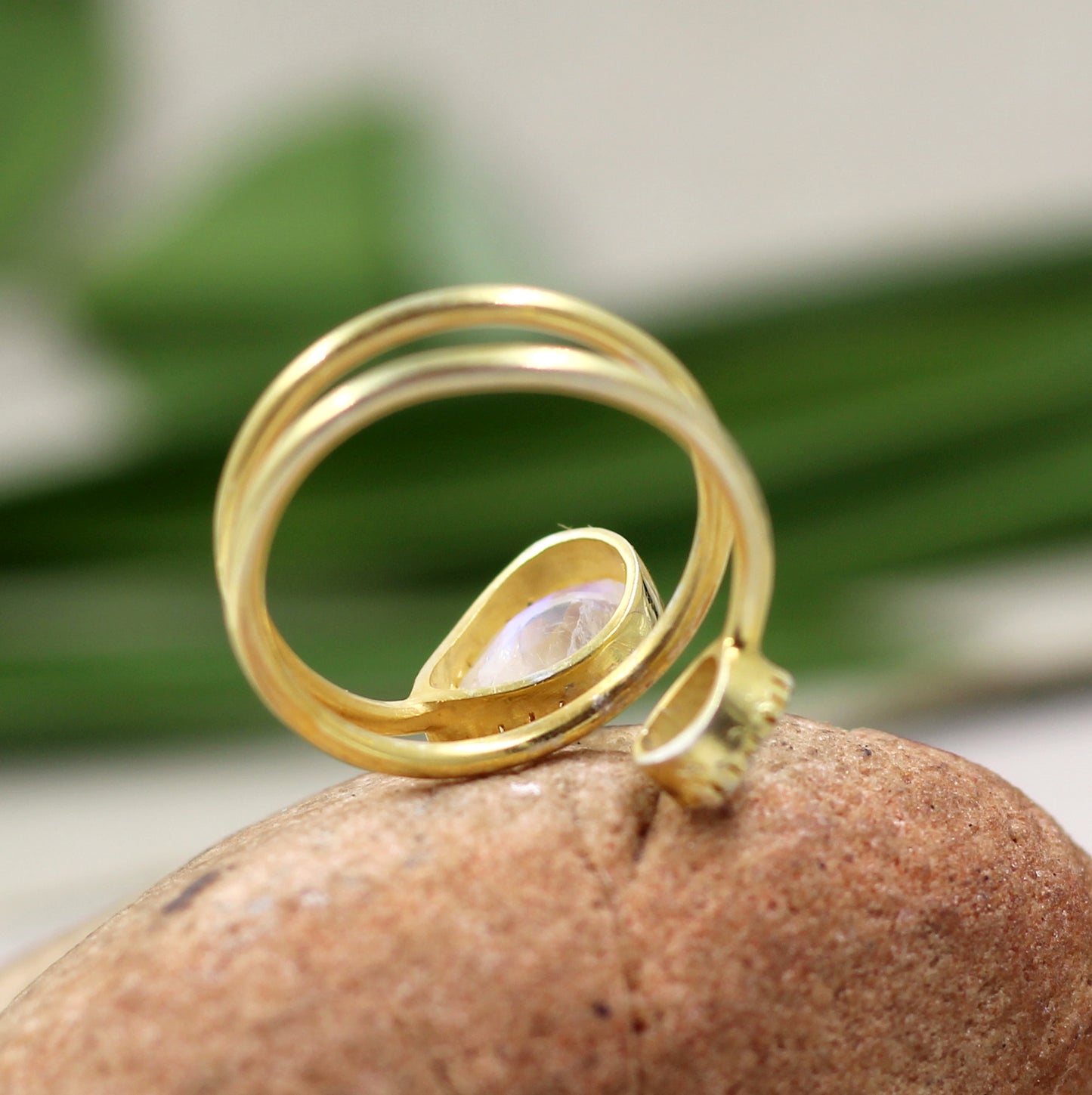 Moonstone Ring,Gold Plated,925 Silver Handmade Jewelry,Anniversary Gift,Valentine Gift Ring,Trendy,Spiral Ring,For Me