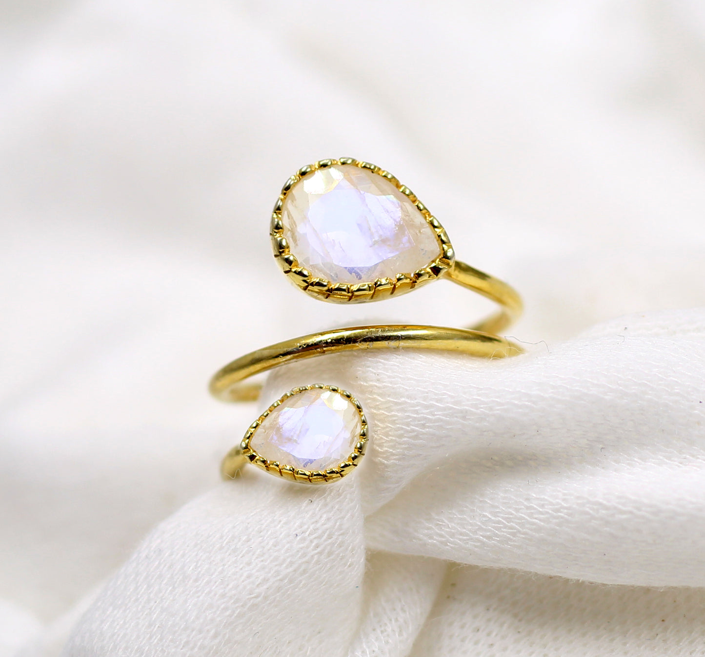 Moonstone Ring,Gold Plated,925 Silver Handmade Jewelry,Anniversary Gift,Valentine Gift Ring,Trendy,Spiral Ring,For Me