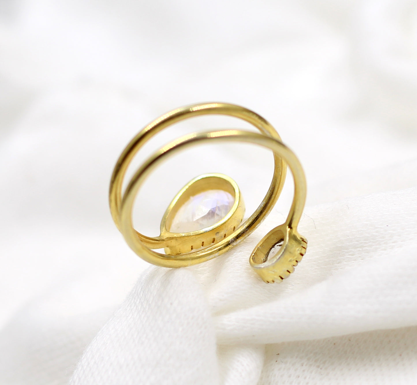 Moonstone Ring,Gold Plated,925 Silver Handmade Jewelry,Anniversary Gift,Valentine Gift Ring,Trendy,Spiral Ring,For Me