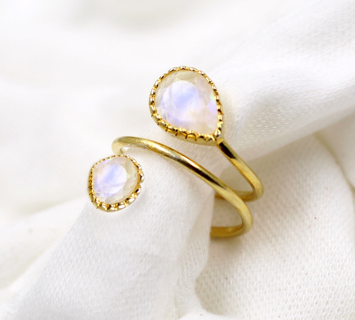 Moonstone Ring,Gold Plated,925 Silver Handmade Jewelry,Anniversary Gift,Valentine Gift Ring,Trendy,Spiral Ring,For Me