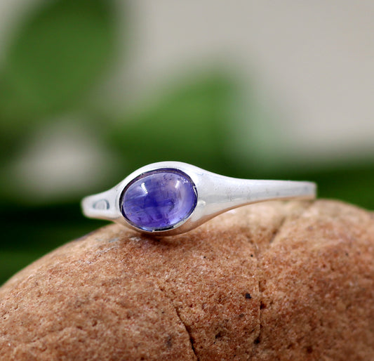 Natural Tanzanite Ring,Solid 925 Sterling Silver Jewelry,Anniversary Ring,Solitaire Engagement Ring,