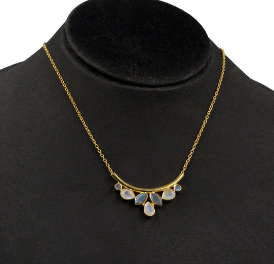 Solid 925 Sterling Silver Jewelry,Labradorite-Moonstone Necklace,Bridesmaid Necklace,Party Wear Necklace,Handmade Necklace,Anniversary Gift