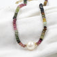925 Sterling Silver Handmade Jewelry,Real Tourmaline Multi Color Beads & Pearl Necklace,Elegant Party Wear,Anniversary Necklace ,Valentine Gift