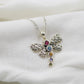 925 Sterling Silver Gemstone Jewelry,Dragonfly Silver Pendant,Butterfly Necklace,Wedding Gift,Graduation Gift For Daughter,Anniversary Gift