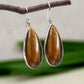 925 Sterling Silver Gemstone Jewelry,Tiger Eye long tear drop Earring,Brown Chunky Danglers,Birthday Gift,Big Gemstone Silver Dangler for Me