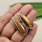 925 Sterling Silver Gemstone Jewelry,Tiger Eye long tear drop Earring,Brown Chunky Danglers,Birthday Gift,Big Gemstone Silver Dangler for Me