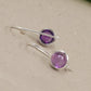 Minimalist Cabochon Gemstone Earrings,Amethyst/Crystal Quartz hangings,925 Sterling Silver,Anniversary Gift,Wedding Jewelry