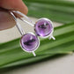 Minimalist Cabochon Gemstone Earrings,Amethyst/Crystal Quartz hangings,925 Sterling Silver,Anniversary Gift,Wedding Jewelry