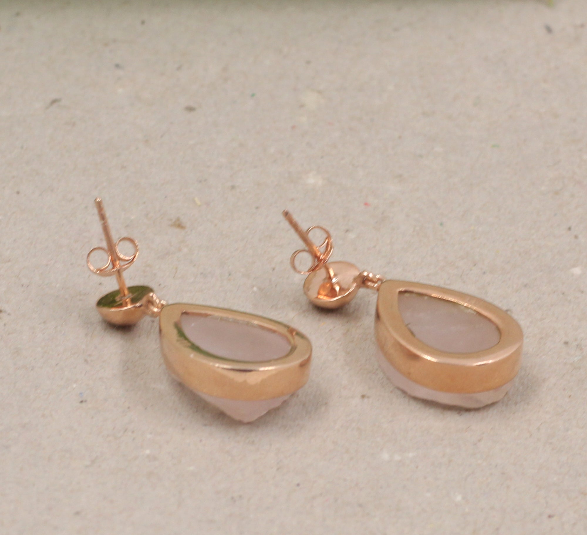 Mini Teardrop Earrings in Rose Quartz – Waffles & Honey Jewelry