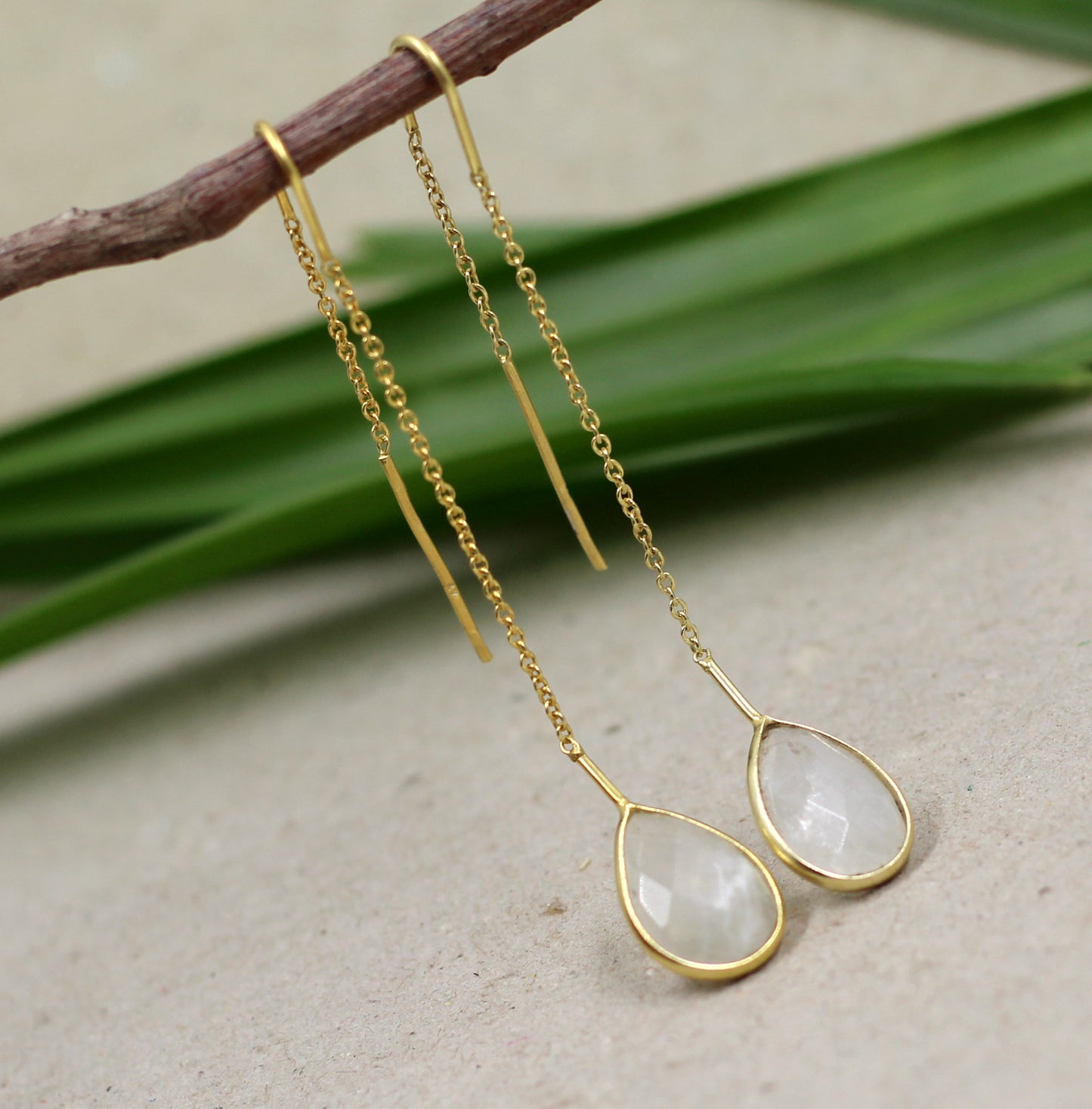 Casual wear Moonstone Drop Earring,Solid 925 Sterling Silver Jewelry,Earring for Daughter,Adorable gift for Girl friend